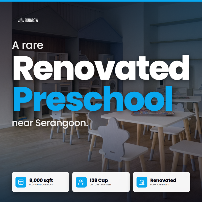 Premise Only | Rare Large Childcare Premise Takeover | Well Renovated | Outdoor Playground