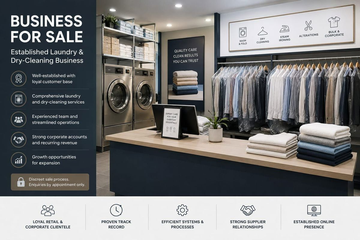 Established Laundry & Dry-Cleaning Business For Sale !
