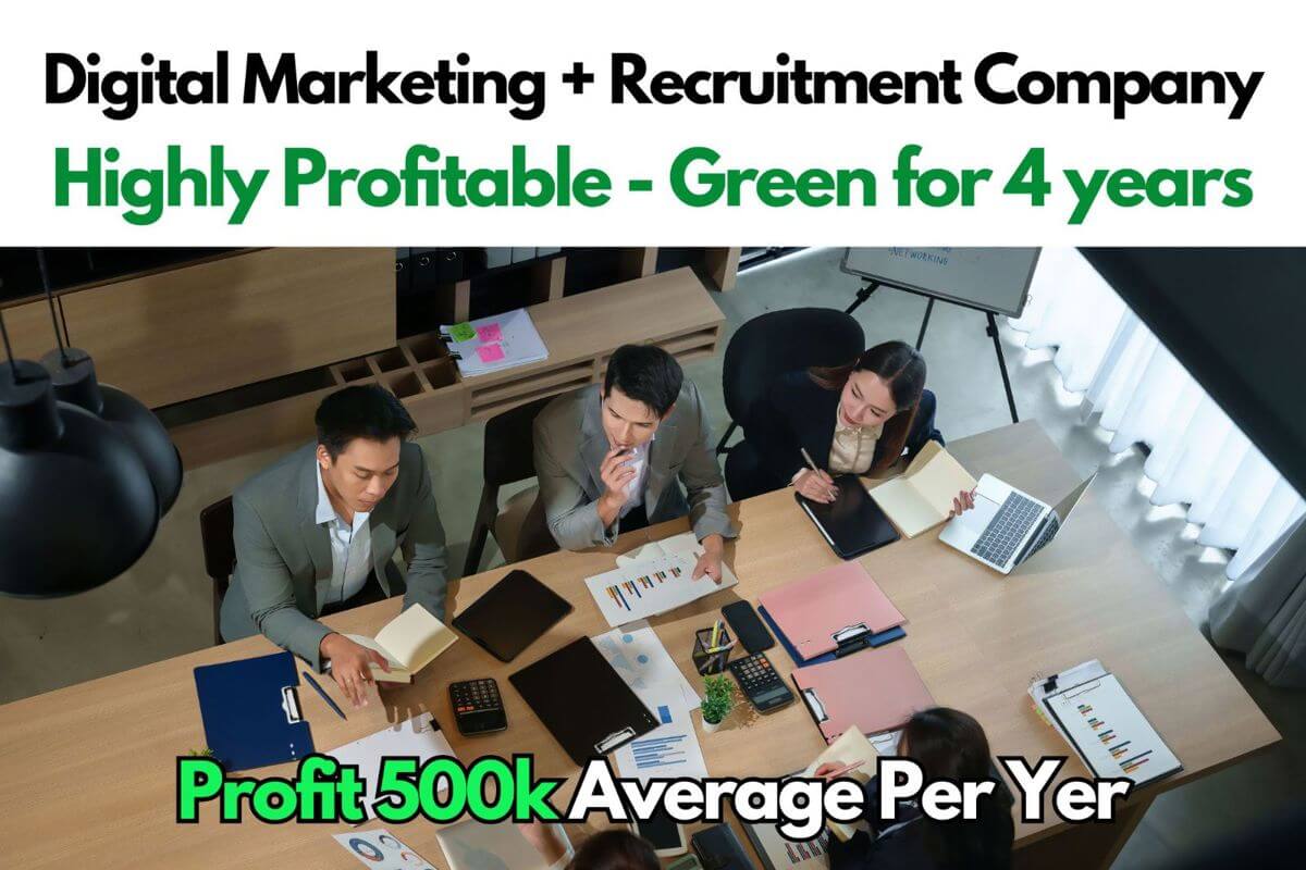500K Ave Profits Yearly: Digital Marketing + Recruitment Company