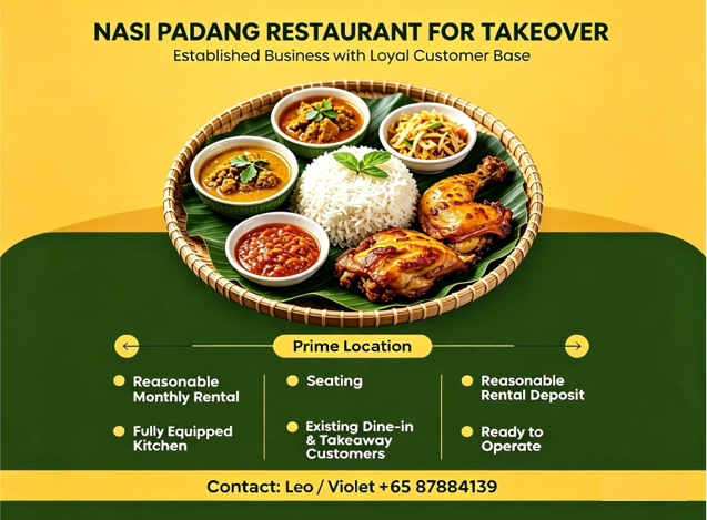 🔥Don't miss! Established Nasi Padang Restaurant In Neil Road Vicinity For Takeover! 🔥 千载难逢 餐馆 顶让!