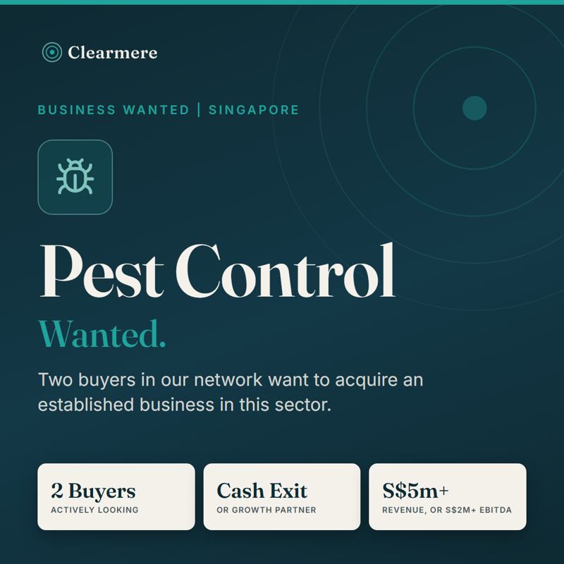 Selling Your Pest Control Company? Two Acquirers Looking In Singapore