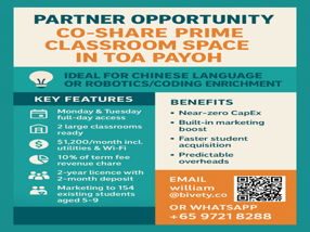 Partner Opportunity: Co-Share Prime Classroom Space In Toa Payoh